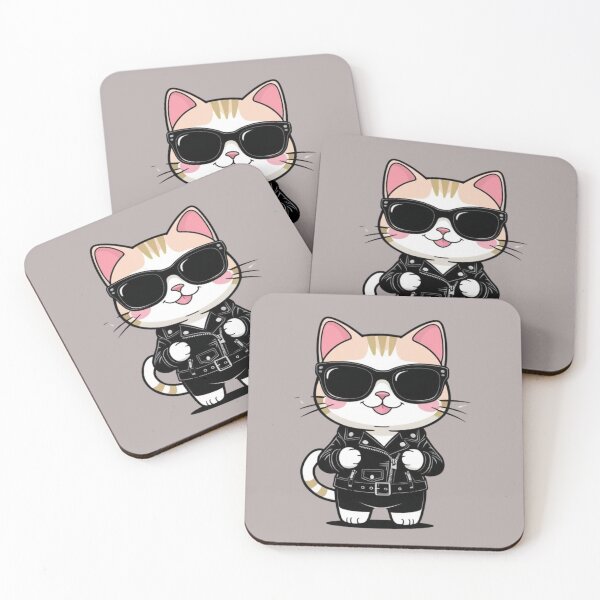 Item preview, Kawaii Rebel Cat with Jacket Illustration Fans designed and sold by All Creative Designer.