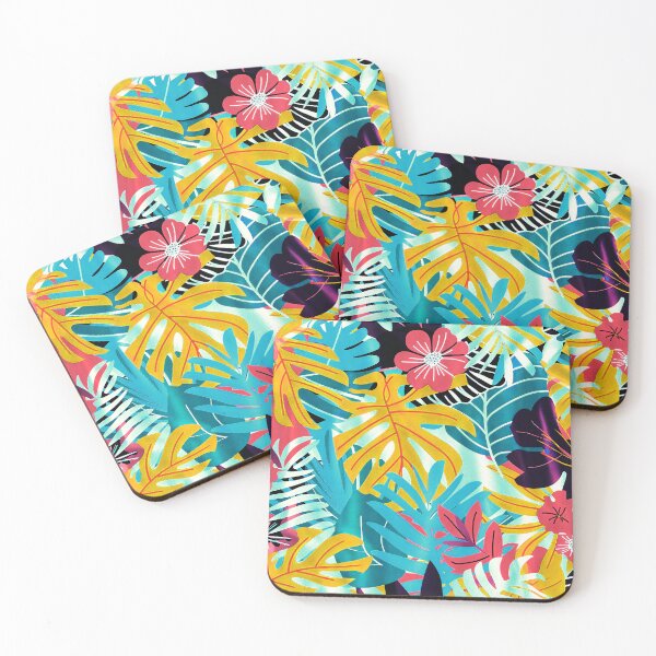 Item preview, Sky Blue, Yellow And Pink Tropical Leaves Pattern designed and sold by DEC02.