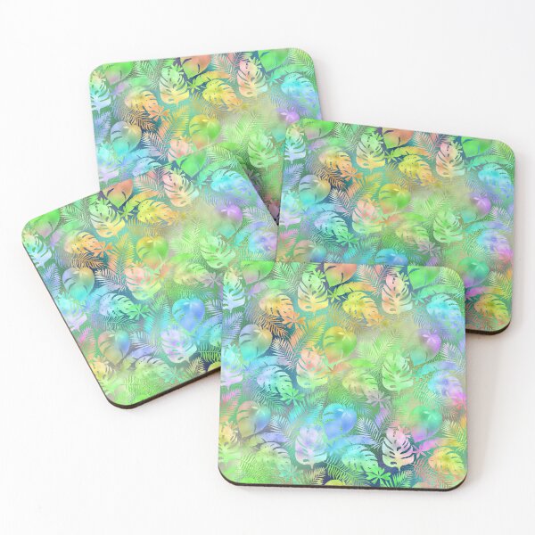 Item preview, Iridescent Tropical Leaves Pattern in Aquas, Greens, Yellows designed and sold by DEC02.