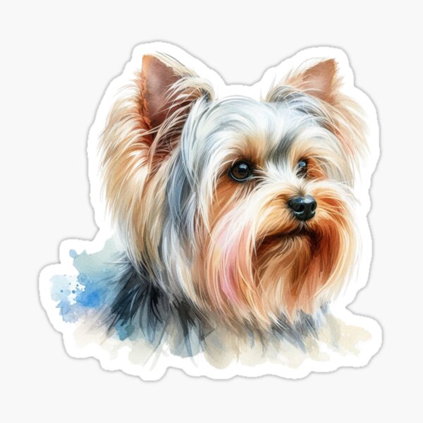 Chien Yorkshire réaliste poils longs Sticker