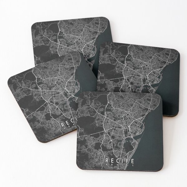 Item preview, Recife City Map of Pernambuco, Brazil - Dark designed and sold by deMAP.
