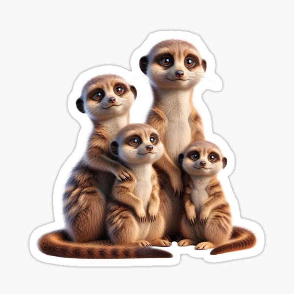 Famille de quatre suricates Sticker