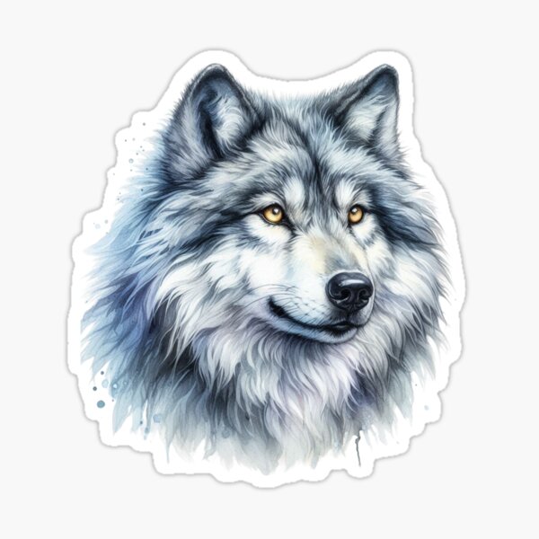Loup gris à l'aquarelle Sticker