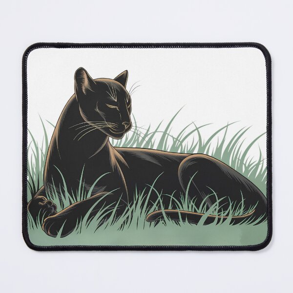 Artikelvorschau, Ein schwarzer Panther im Gras. entworfen und verkauft von Joseph Hail.