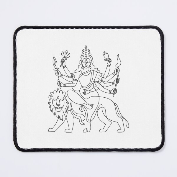 Item preview, Minimalist Line Art of Goddess Durga on Lion – Abstract Spiritual Design by Kartick Dutta designed and sold by KARTICK DUTTA.