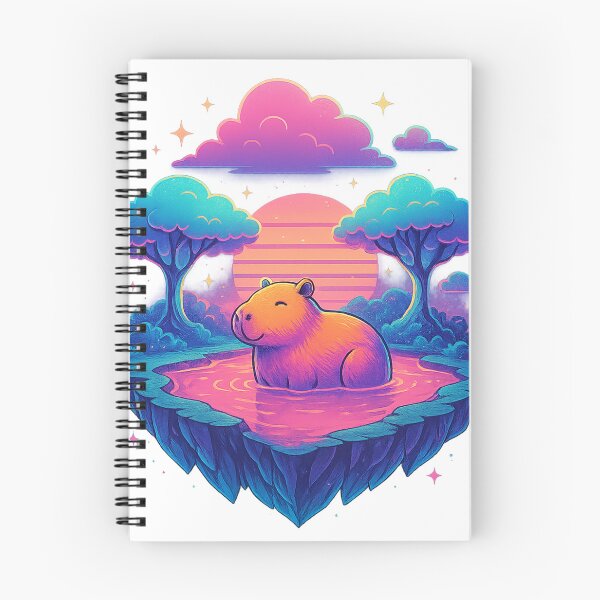 Item preview, Synthwave Capybara Oasis | Neon Floating Island Sunset Illustration designed and sold by Tarn.