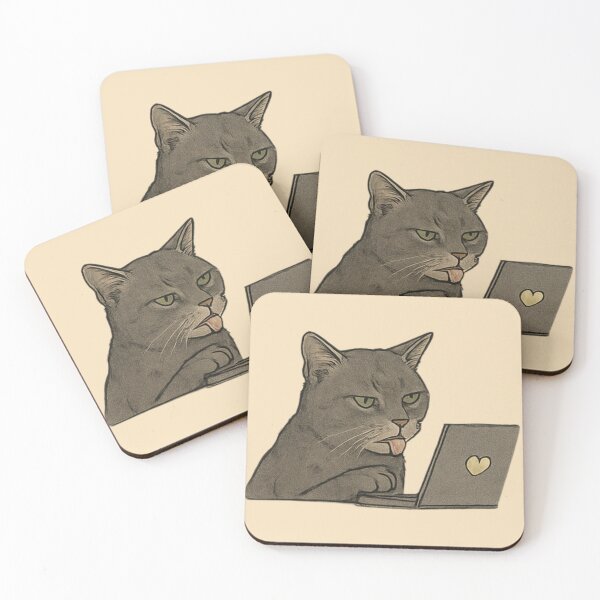 Item preview, Cat Blep with Laptop designed and sold by surlycakes.