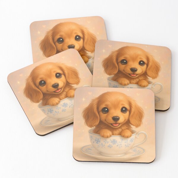 Item preview, Cute Long-Haired Dachshund in Teacup – Kawaii Doxie Dog Lover Gift designed and sold by TheLongPaw.