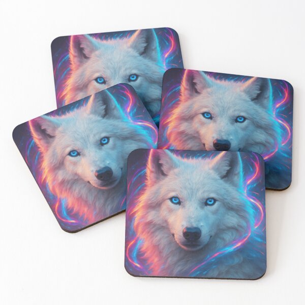 Item preview, White wolf with neon colors. designed and sold by Mindful56.