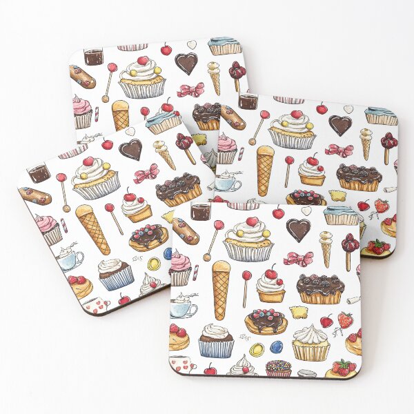 Item preview, Whimsical Watercolor Treats on Crisp White Background designed and sold by Piotrek0001.
