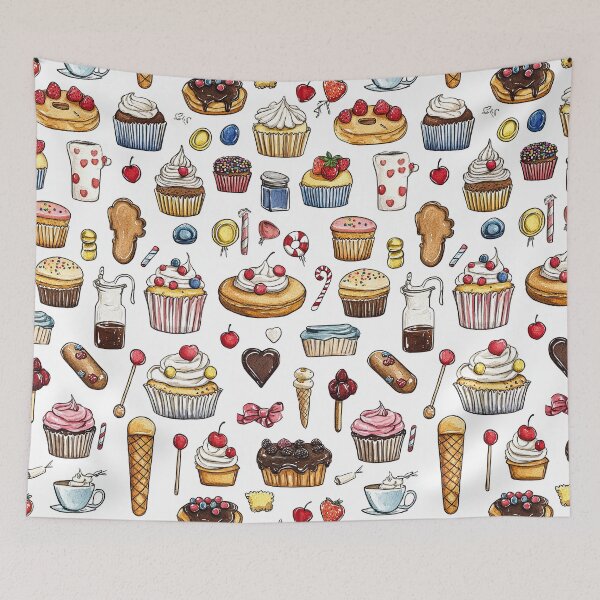 Item preview, Whimsical Watercolor Treats on Crisp White Background designed and sold by Piotrek0001.