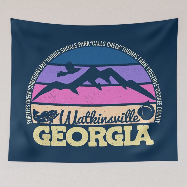Item preview, Watkinsville Georgia Sunset Retro Vintage Local Pride Logo designed and sold by CRHPOD20.