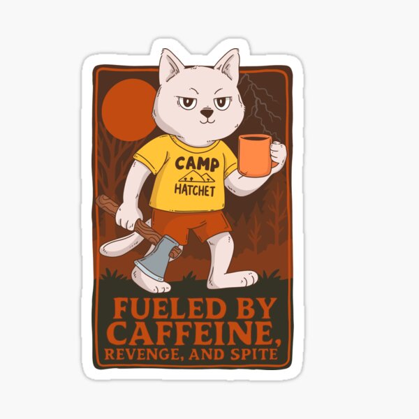 Artikel-Vorschau von Angetrieben von Koffein und Bosheit Cat Camper, designt und verkauft von Jess.a.creates.
