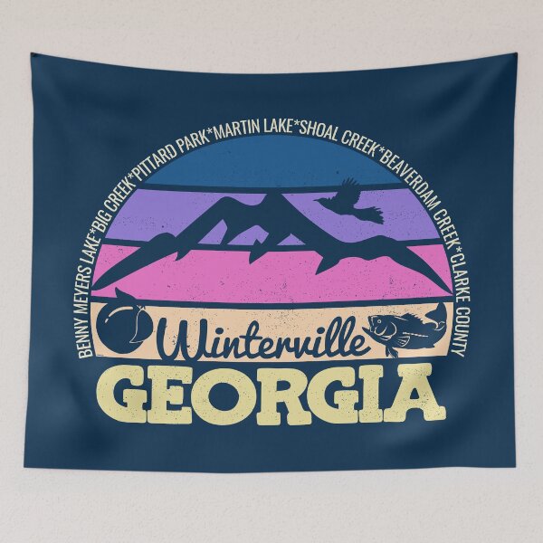 Item preview, Winterville Georgia Sunset Retro Vintage Local Pride Logo designed and sold by CRHPOD20.