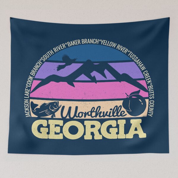 Item preview, Worthville Georgia Sunset Retro Vintage Local Pride Logo designed and sold by CRHPOD20.