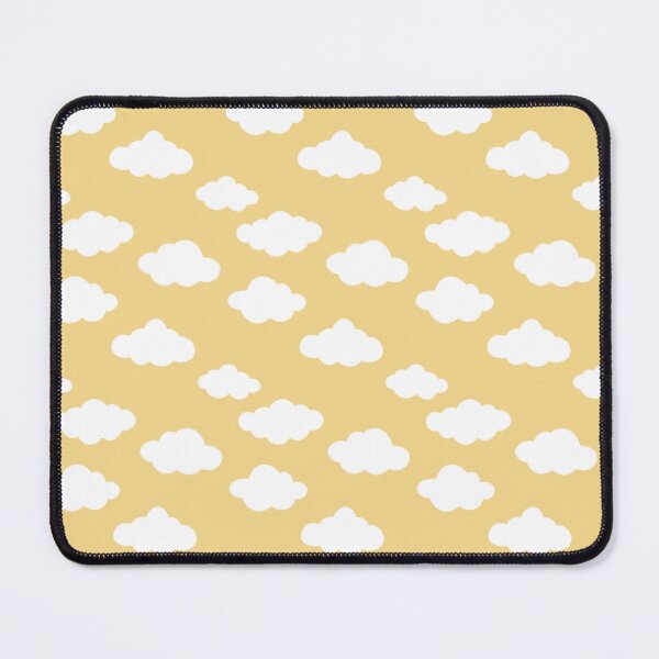 Artikelvorschau, Weiße Wolken überall auf goldenem senfgelbem Hintergrund entworfen und verkauft von PrettywithColor.