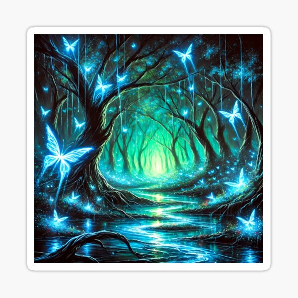 Item preview, Bioluminescent Butterflies in Forest designed and sold by clipify.
