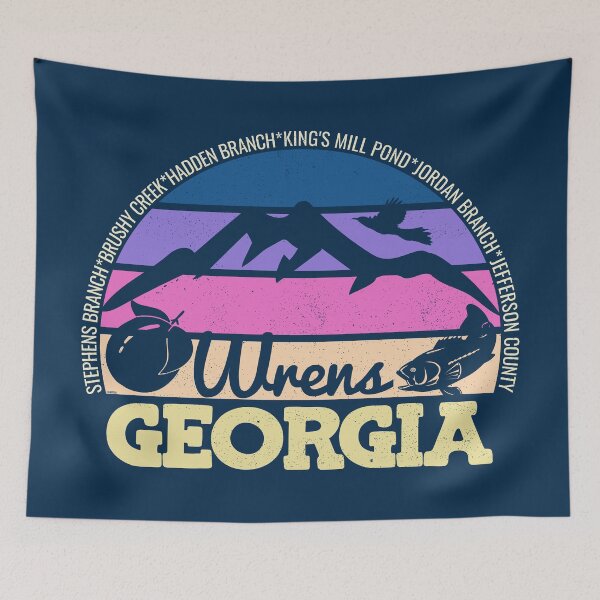 Item preview, Wrens Georgia Sunset Retro Vintage Local Pride Logo designed and sold by CRHPOD20.