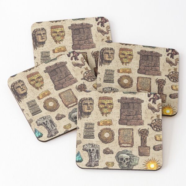 Item preview, Glowing Crystals and Ancient Icons on Parchment designed and sold by Piotrek0001.