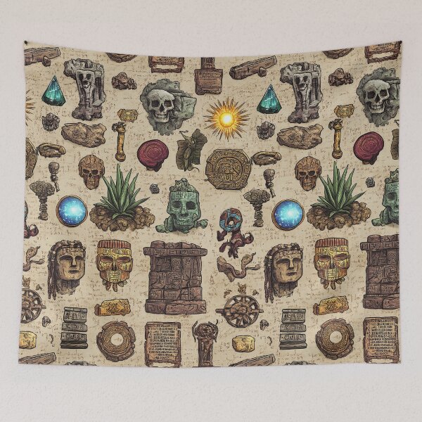 Item preview, Glowing Crystals and Ancient Icons on Parchment designed and sold by Piotrek0001.