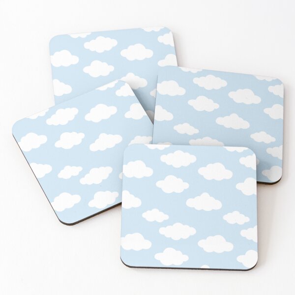 Item preview, White clouds all over on serene sky blue background  designed and sold by PrettywithColor.