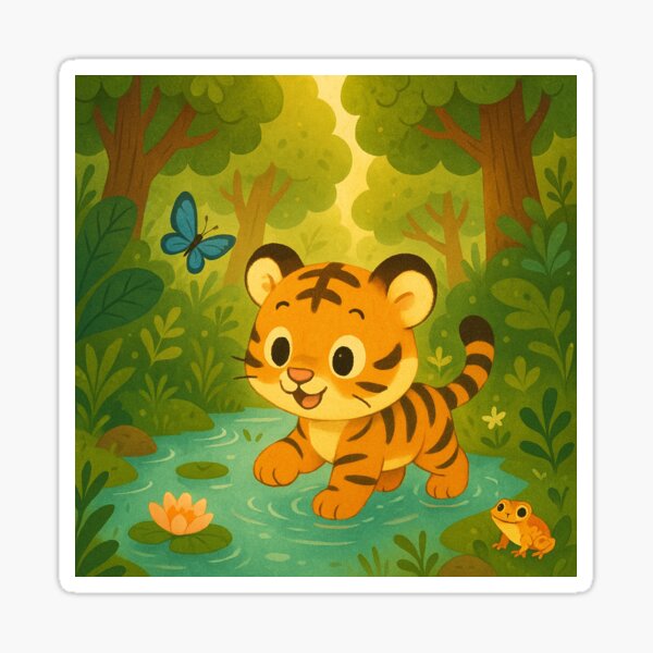 Item preview, "A cute baby tiger exploring the underwater world" designed and sold by fashion3382.
