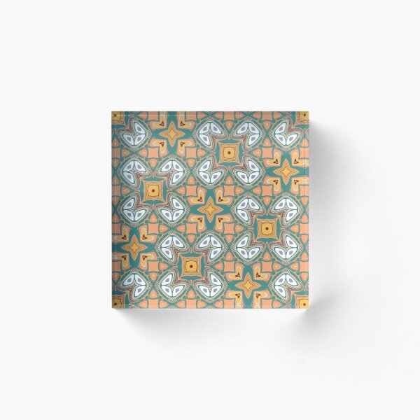 Item preview, Retro Kaleidoscopic Pattern in Teal, Orange, and Yellow Tones designed and sold by Zilpa’s Prints.