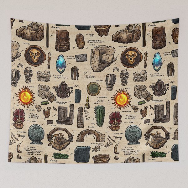 Item preview, Ancient Energies Radiate from Artifacts on Scroll designed and sold by Piotrek0001.