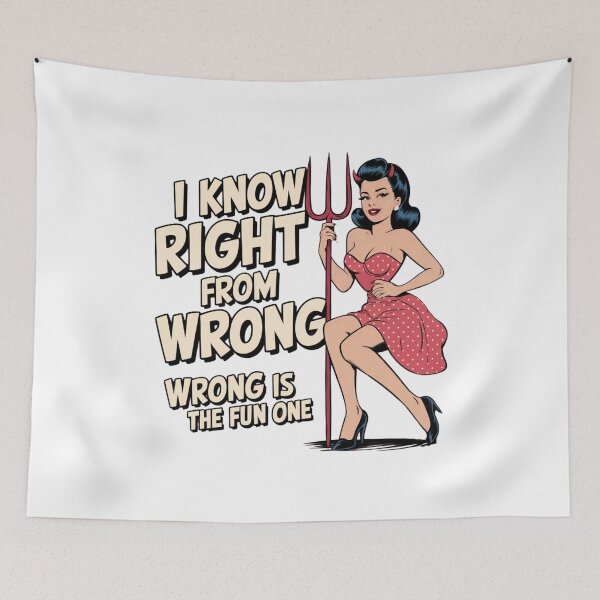 Item preview, wrong is fun, bad girl, sassy, funnyfits70, Humor, Funny, retro, vintages, funny quotes, animal humor, designed and sold by FunnyFits70.