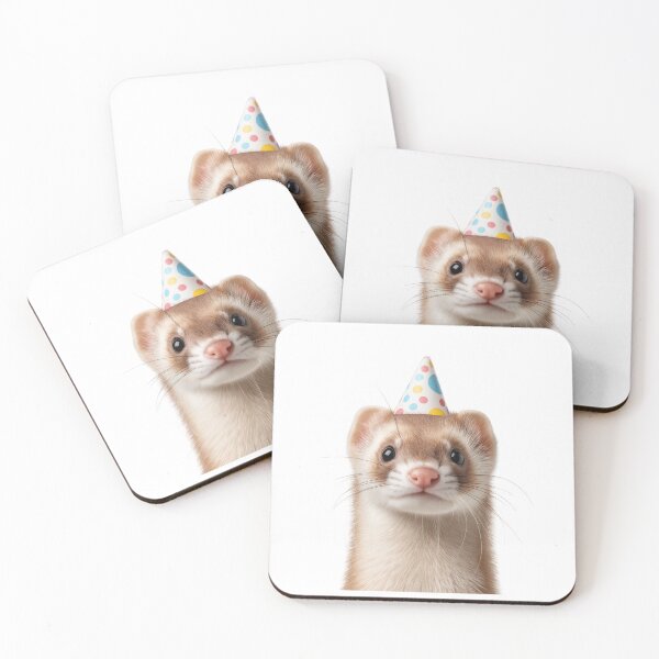 Item preview, Cute Weasel with Party Hat Birthday Celebration designed and sold by LazyOwlStore.