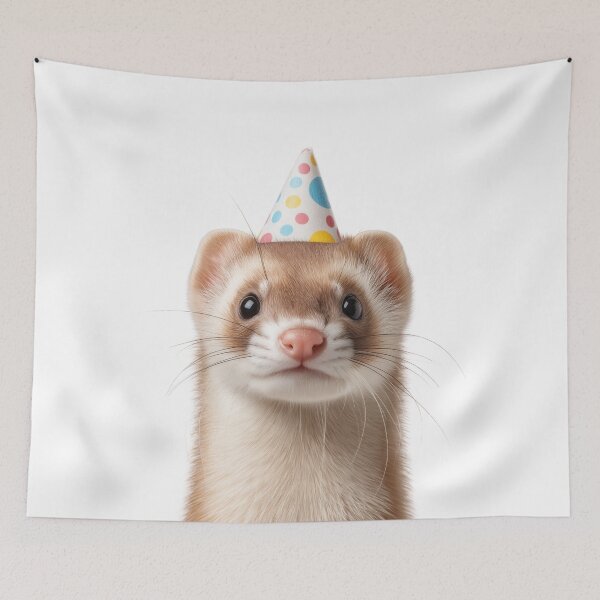 Item preview, Cute Weasel with Party Hat Birthday Celebration designed and sold by LazyOwlStore.