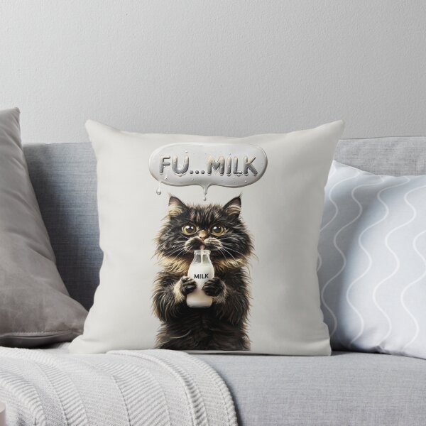Item preview, Fluffy Black Cat Humorously Enjoys Milk Bottle designed and sold by Aise06.