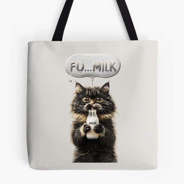 Item preview, Fluffy Black Cat Humorously Enjoys Milk Bottle designed and sold by Aise06.
