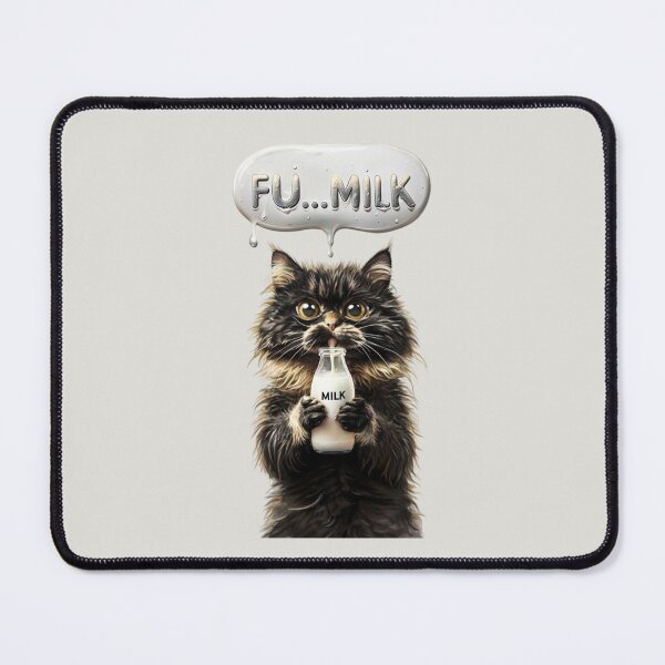 Item preview, Fluffy Black Cat Humorously Enjoys Milk Bottle designed and sold by Aise06.