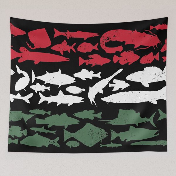 Item preview, Hungarian Flag Made of Fish – Fishing Design for Anglers designed and sold by FlagX.