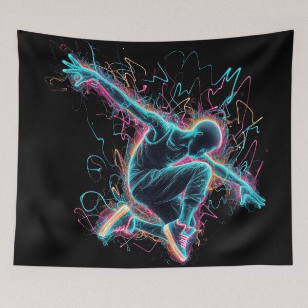 Item preview, Street art Neon Street Dancer - Energetic Urban Art designed and sold by latelierdechris.