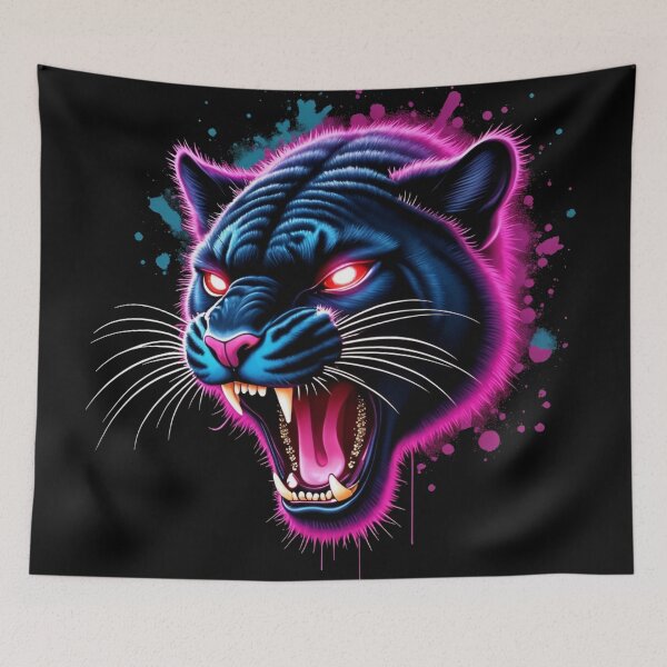 Item preview, Street art Graffiti Neon Panther Roar - Fierce & Electric Street Art designed and sold by latelierdechris.