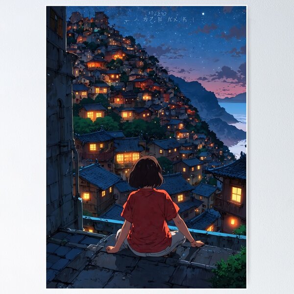 Item preview, Edge of Night - A Dreamy Retro Anime Artwork designed and sold by LoFizzy.