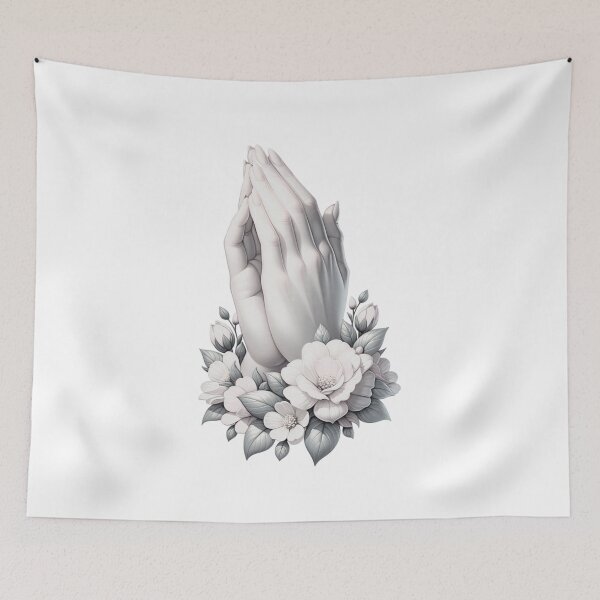 Item preview, Faithful Grace – Praying Hands with Floral Elegance designed and sold by Broken Minimalister.
