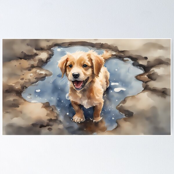Item preview, Happy Puppy in Puddle designed and sold by BookCovered.