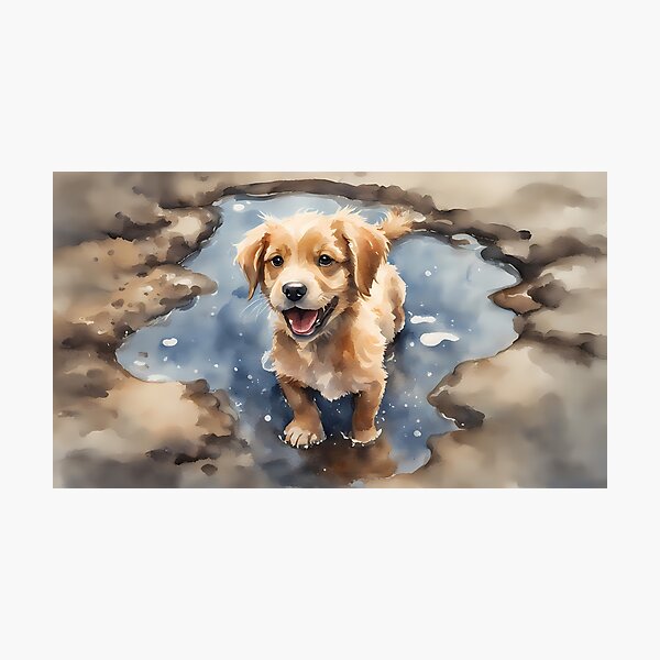 Item preview, Happy Puppy in Puddle designed and sold by BookCovered.