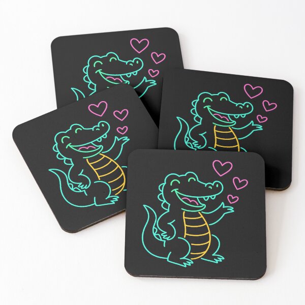 Item preview, Happy Neon Alligator Blowing Hearts – Cute & Glowy Gator Art designed and sold by Design_Your_Day.