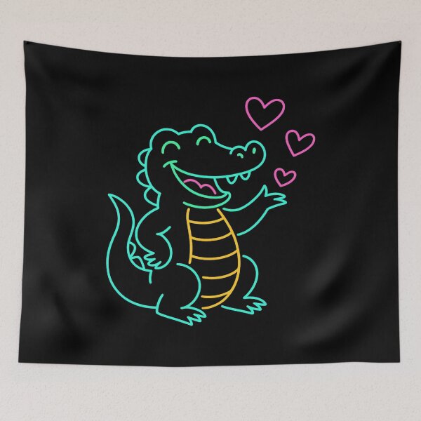 Item preview, Happy Neon Alligator Blowing Hearts – Cute & Glowy Gator Art designed and sold by Design_Your_Day.