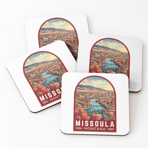 Item preview, Missoula in Montana, USA Vintage Travel Art Emblem designed and sold by MaateoDesign.