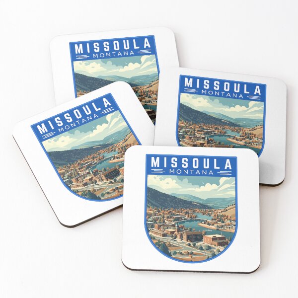 Item preview, Missoula in Montana, USA Vintage Travel Art Badge designed and sold by MaateoDesign.