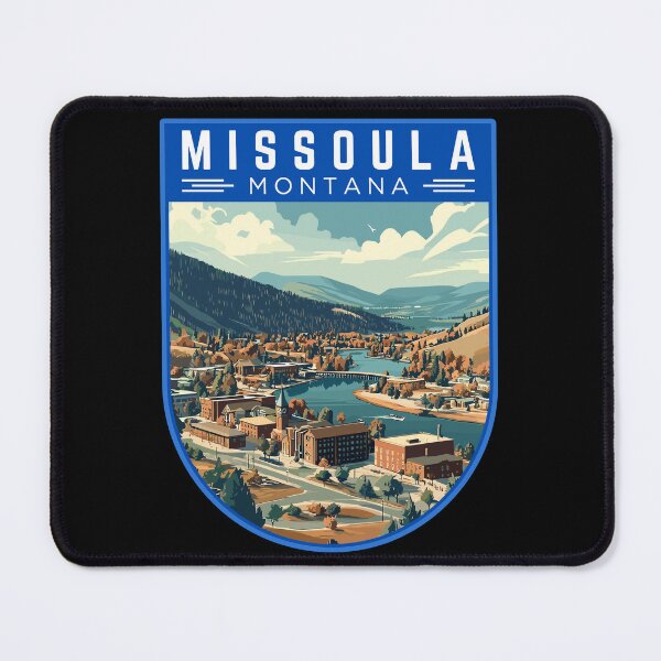 Item preview, Missoula in Montana, USA Vintage Travel Art Badge designed and sold by MaateoDesign.