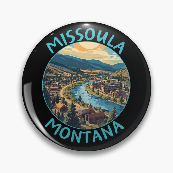 Item preview, Missoula in Montana, USA Retro Travel Art Circle Emblem designed and sold by MaateoDesign.
