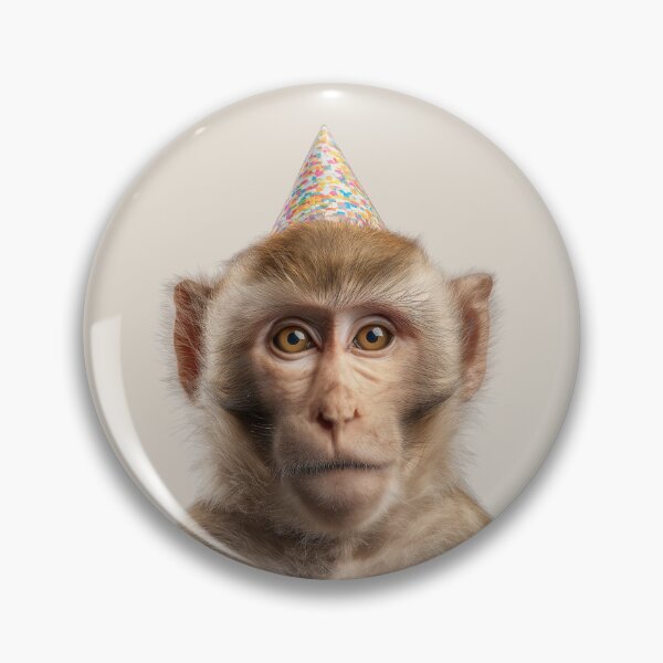 Item preview, Cute Macaque with Party Hat Birthday Celebration designed and sold by LazyOwlStore.