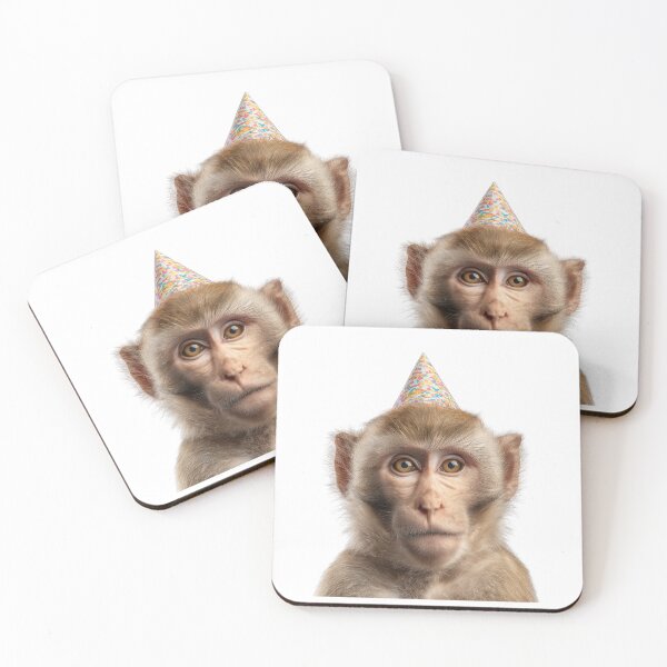 Item preview, Cute Macaque with Party Hat Birthday Celebration designed and sold by LazyOwlStore.