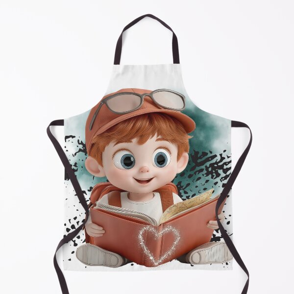 Item preview, Adventurous Little Reader: Cute Cartoon Boy Bookworm designed and sold by ChenEngEng.